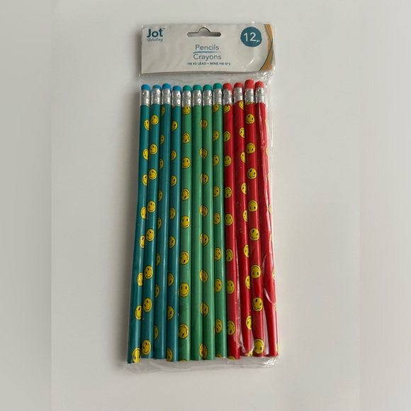 New 12 Smiley Face Pencils Pencil Blue Green Red Jot Writing Company made India - Picture 5 of 8